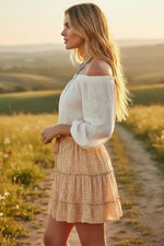 Boho Yellow Mini Skirt with frils