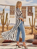 Boho Zebra Print Beach Kimono Dress