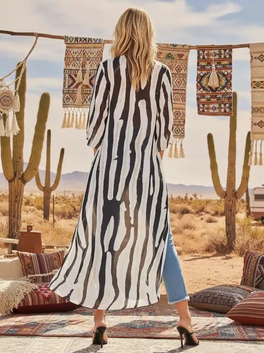 zebra beach dress Esmee Curve strappy maxi beach dress with ruffle detail in cream zebra