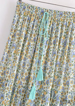 Boho maxi Skirt Esme Flower  in green with yellow and purple tones