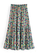 Boho maxi skirt in flower Camila in green
