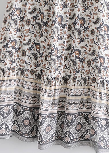 Boho maxi skirts with pattern, pompom cord