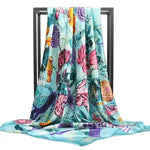 Boho trendy sky blue Scarf floral print