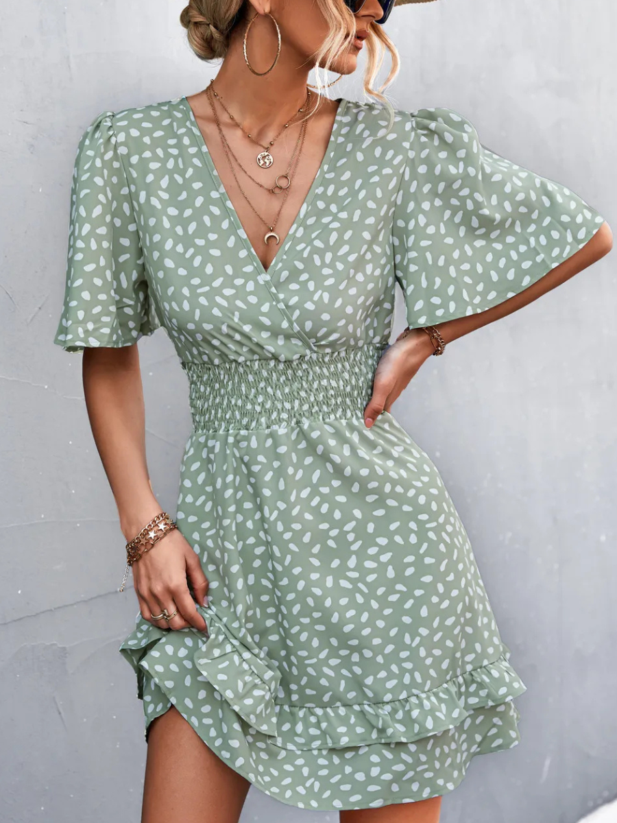 Hippie Mini Dress in Green