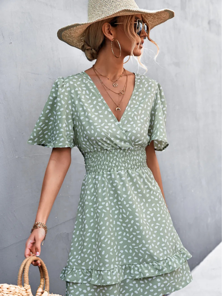 Hippie Mini Dress in Green