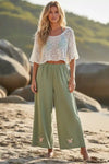 Butterfly Embroidery Boho Wide Leg Pants