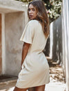 Button through Boho Mini Dress in White