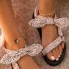 White Boho Flat sandals with Bow