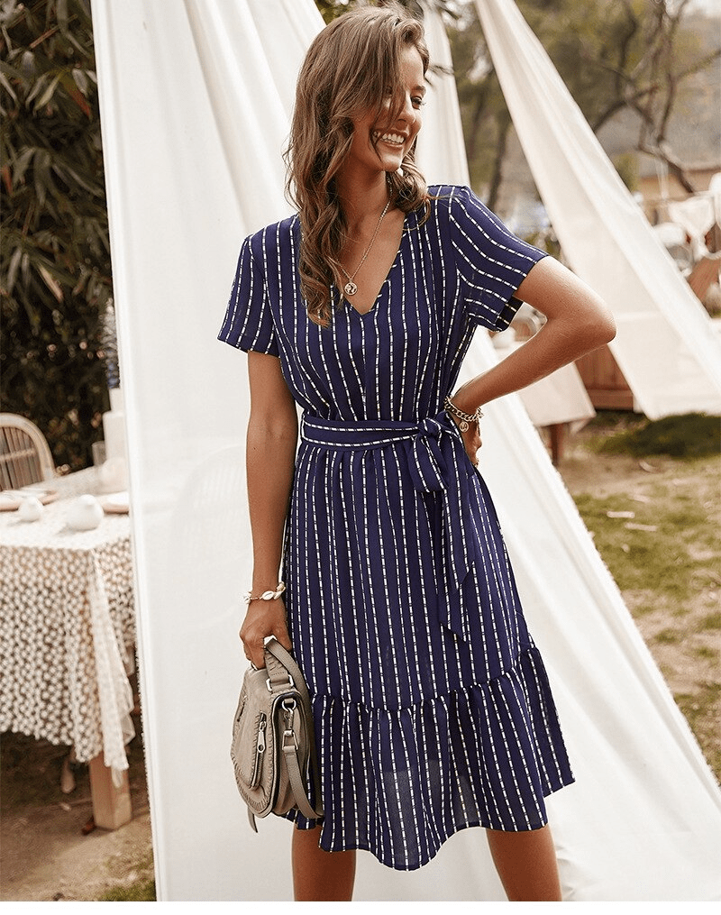 Chic Boho Dress in Navy Blue