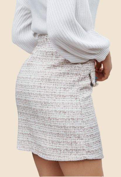Chic Boho Mini Skirt in Tweed