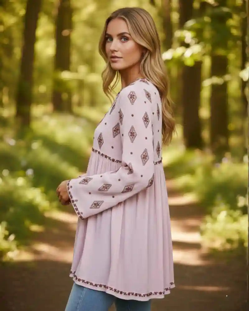 Chic Flared Boho Blouse