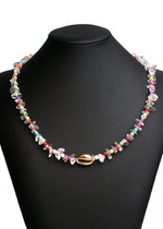 Colorful Boho Necklace - Gold Shell