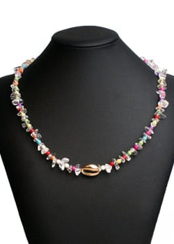 Colorful Boho Necklace - Gold Shell