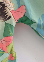 Cropped Boho Kimono Green Floral