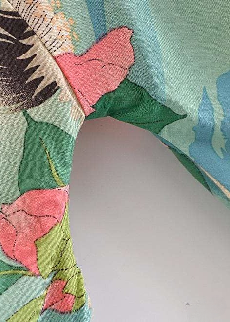 Cropped Boho Kimono Green Floral
