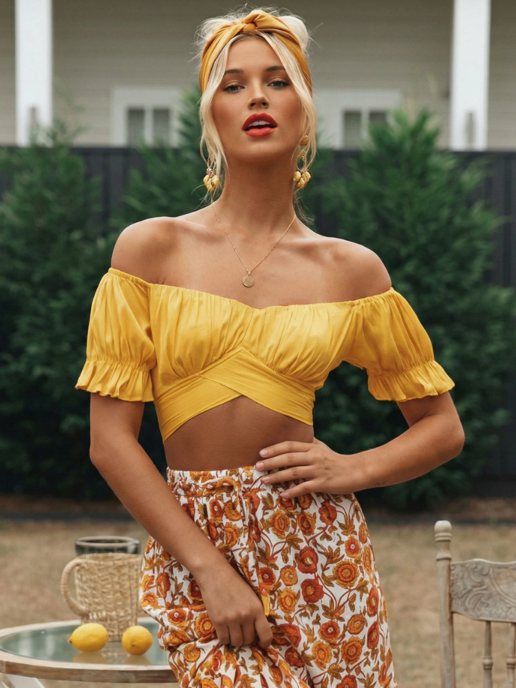 Boho Romantic Yellow Crop Top