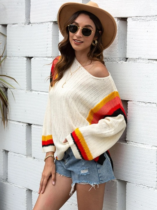 Boho White Knit Pullover