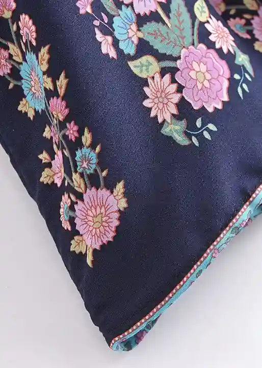 Elegant Blue Navy Boho Floral Kimono
