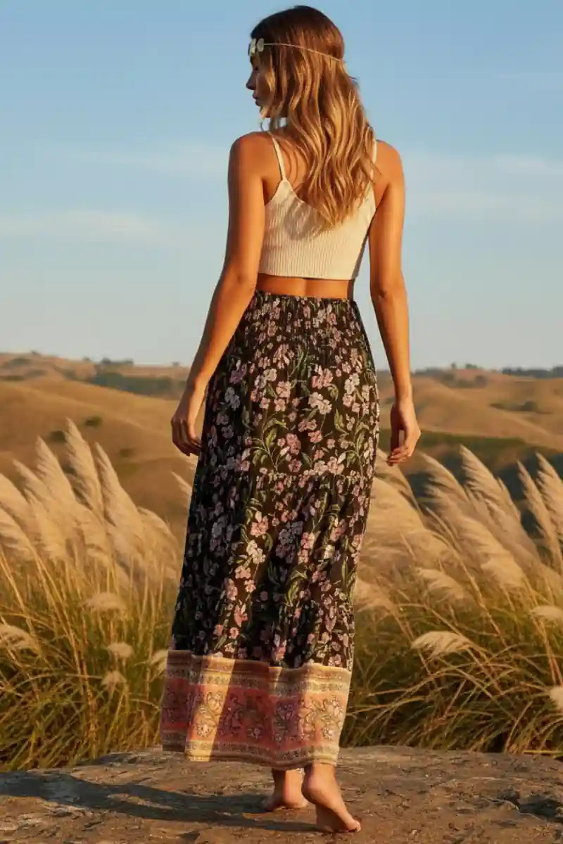 Fashion Boho Printed Long Skirt