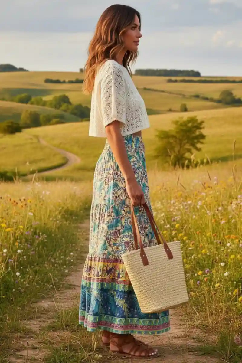 Fashion Boho Printed Long Skirt