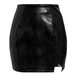 Faux Leather Croc Print Mini Skirt