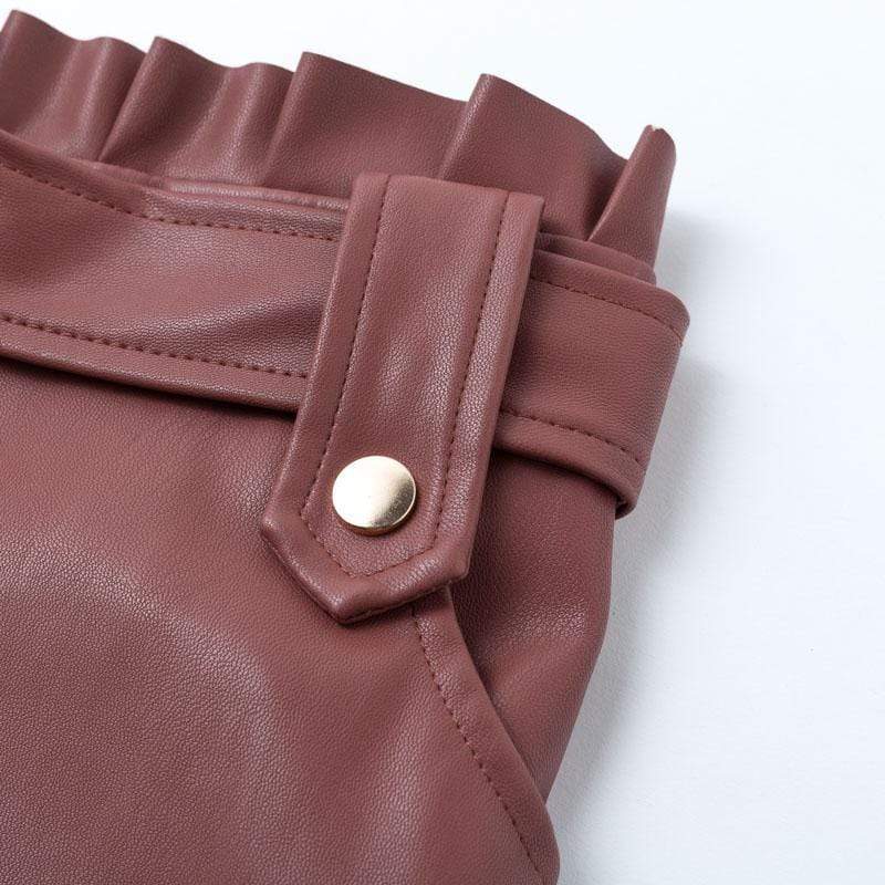 Faux Leather Mini Pleated Skirt