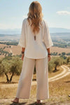 Floral Embroidery Boho Wide Leg Pants