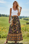 Floral Print Bohemian Maxi Skirt