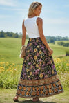 Floral Print Bohemian Maxi Skirt