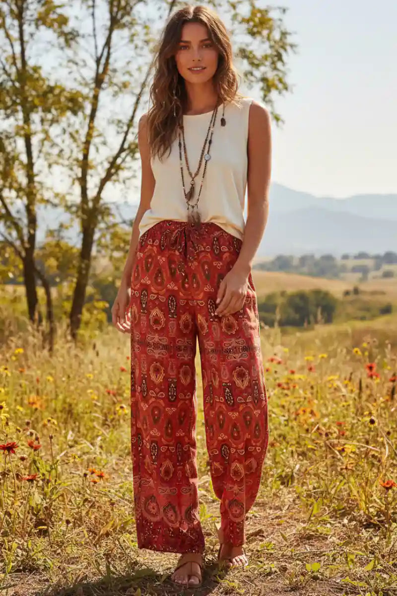Floral Print Long Boho Pant