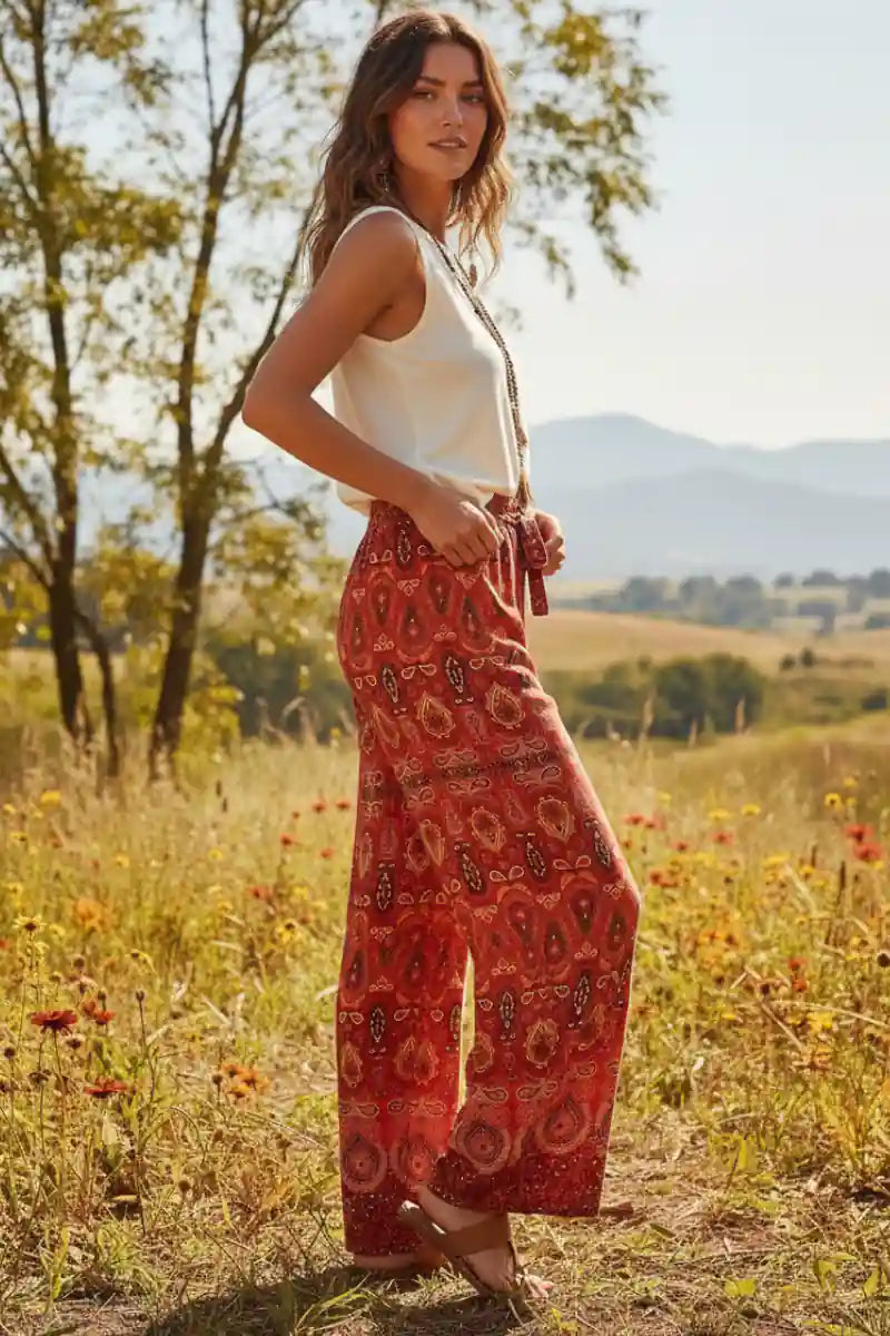 Floral Print Long Boho Pant