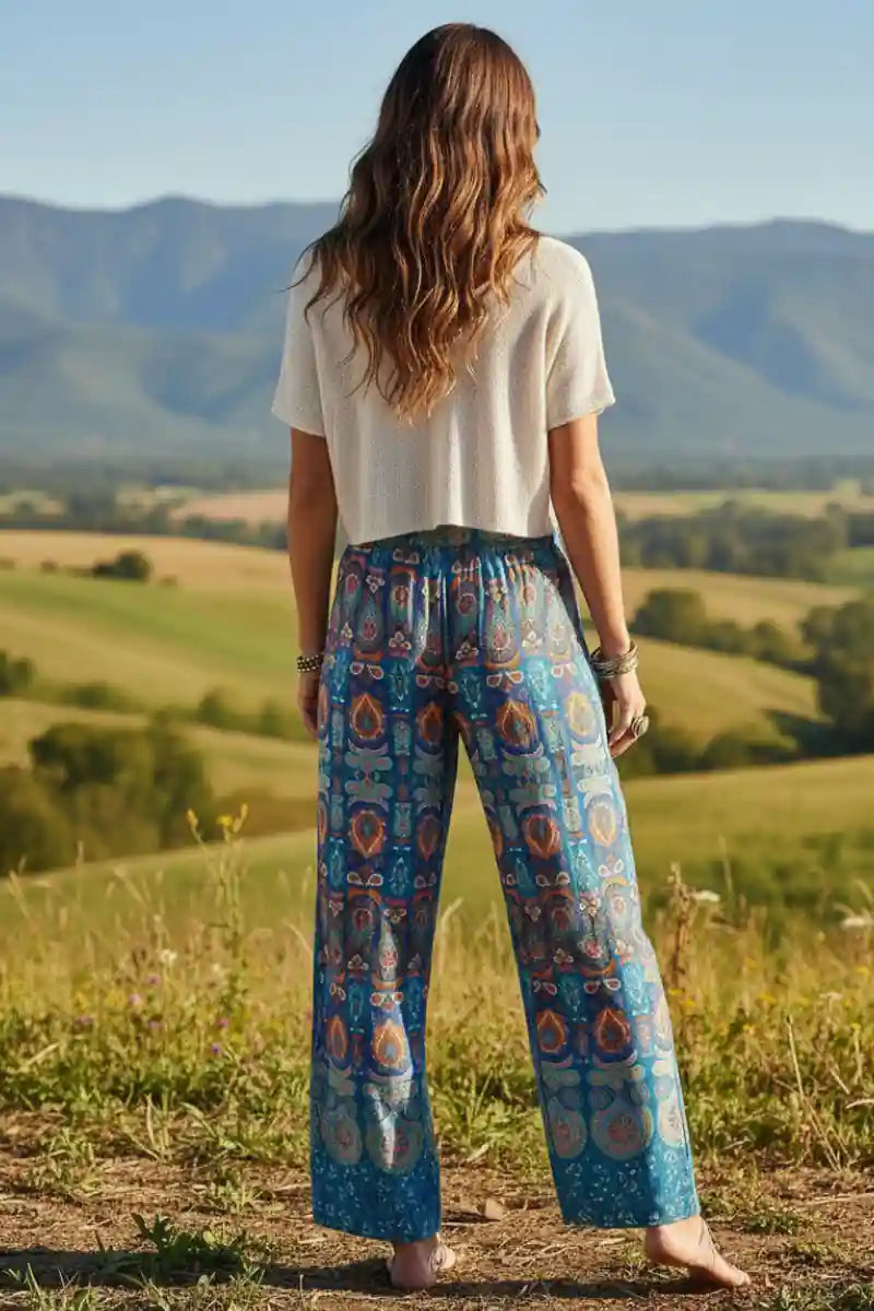 Floral Print Long Boho Pant