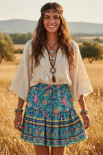 Floral Printed Boho Mini Skirt