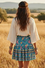 Floral Printed Boho Mini Skirt