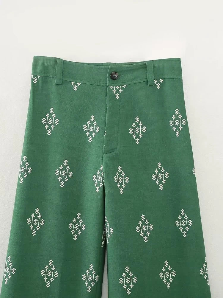 Green Boho Hippie Pant