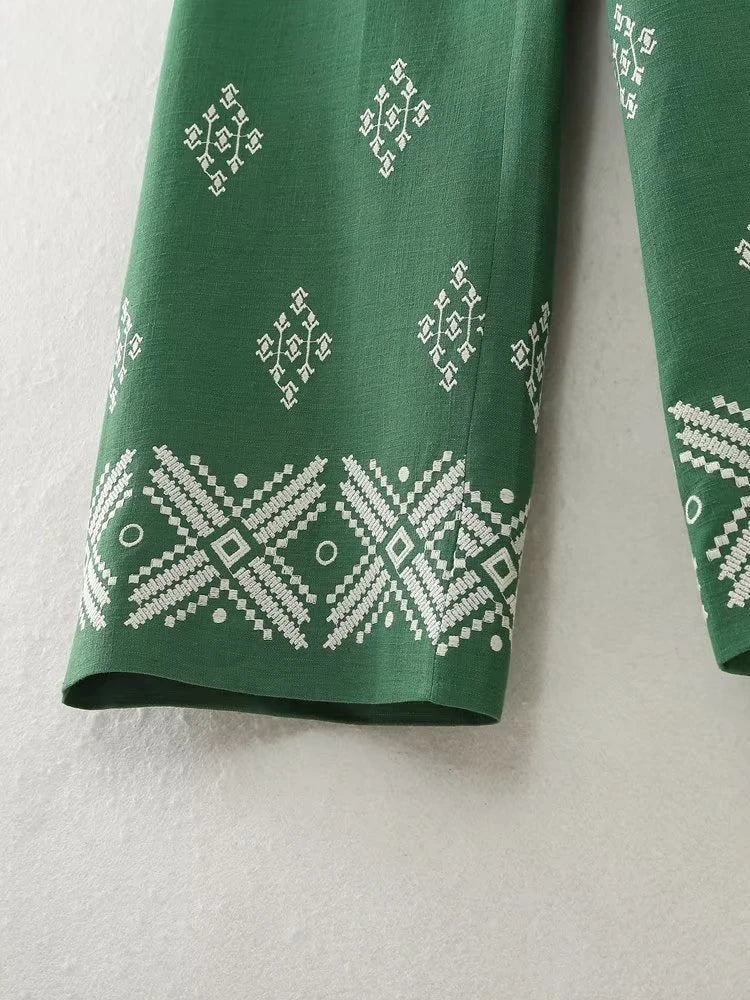 Green Boho Hippie Pant