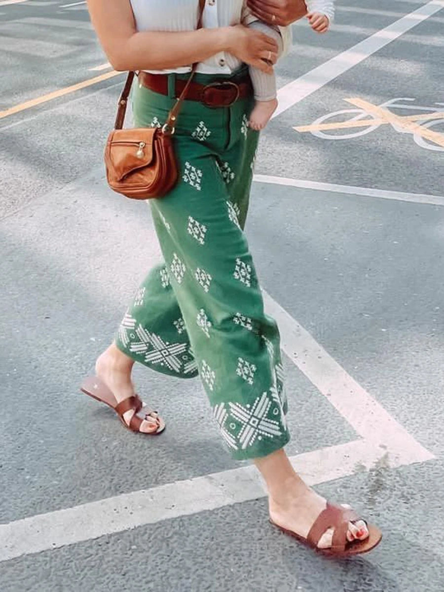 Green Boho Hippie Pant