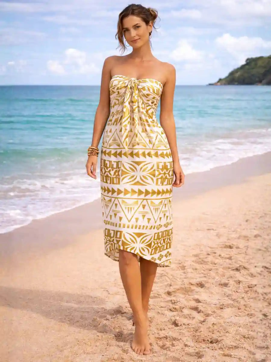 Golden Boho Beach Sarong Wrap