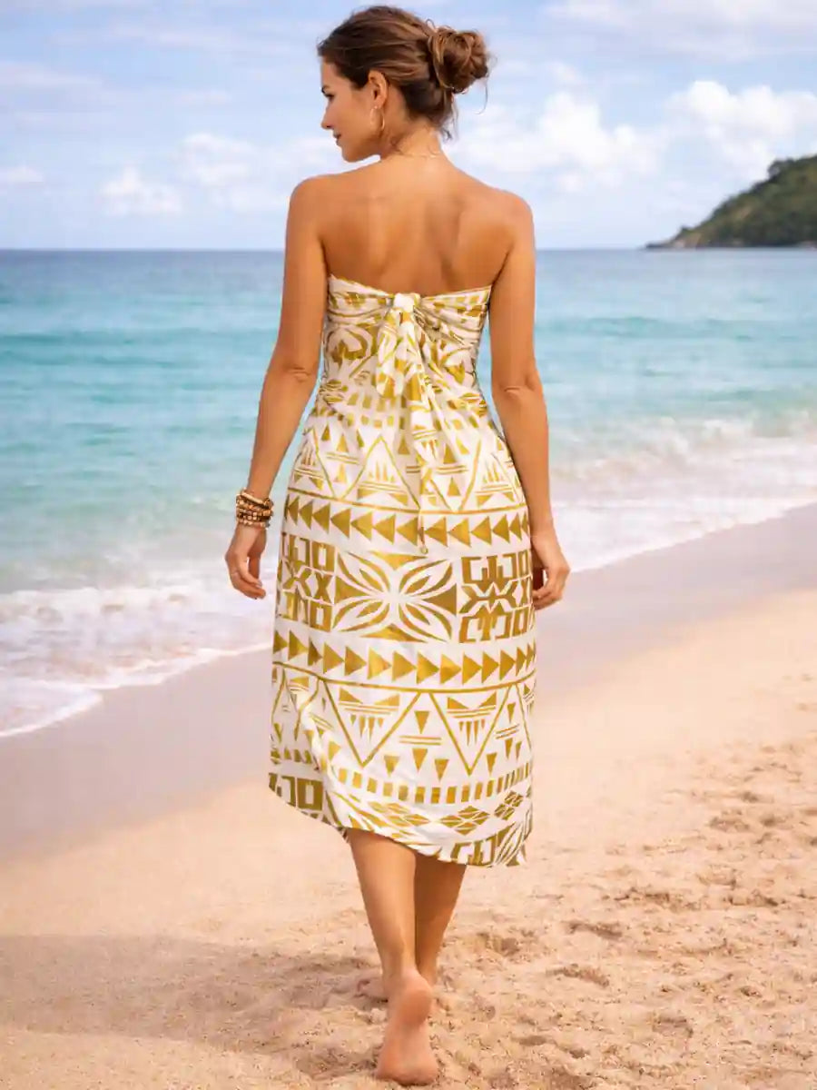 Golden Boho Beach Sarong Wrap