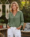 Green Boho Blouse for Women