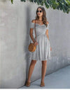 Grey Bohemian Dress with Stripes dress