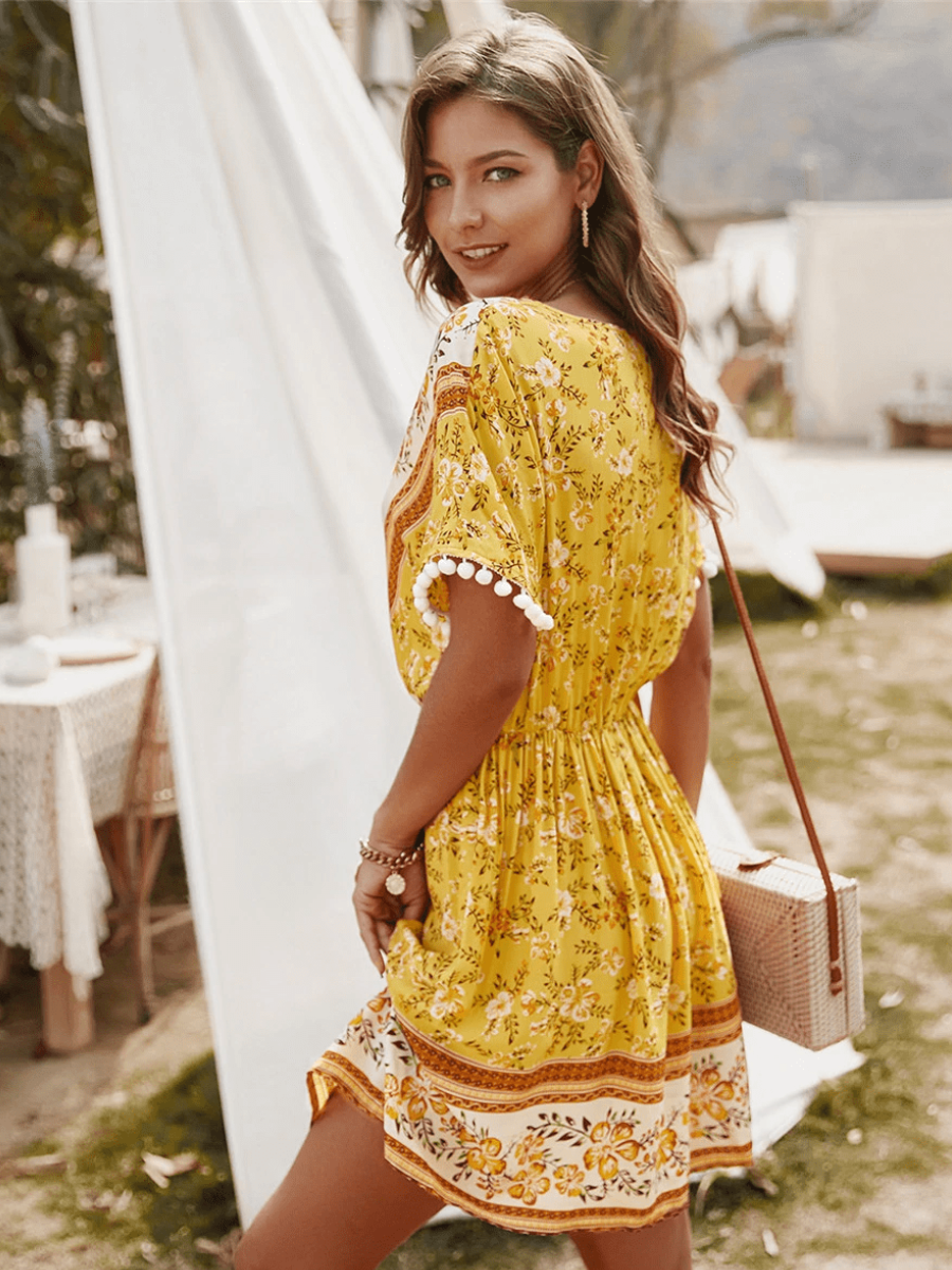 Gypsy Mini Dress in Yellow