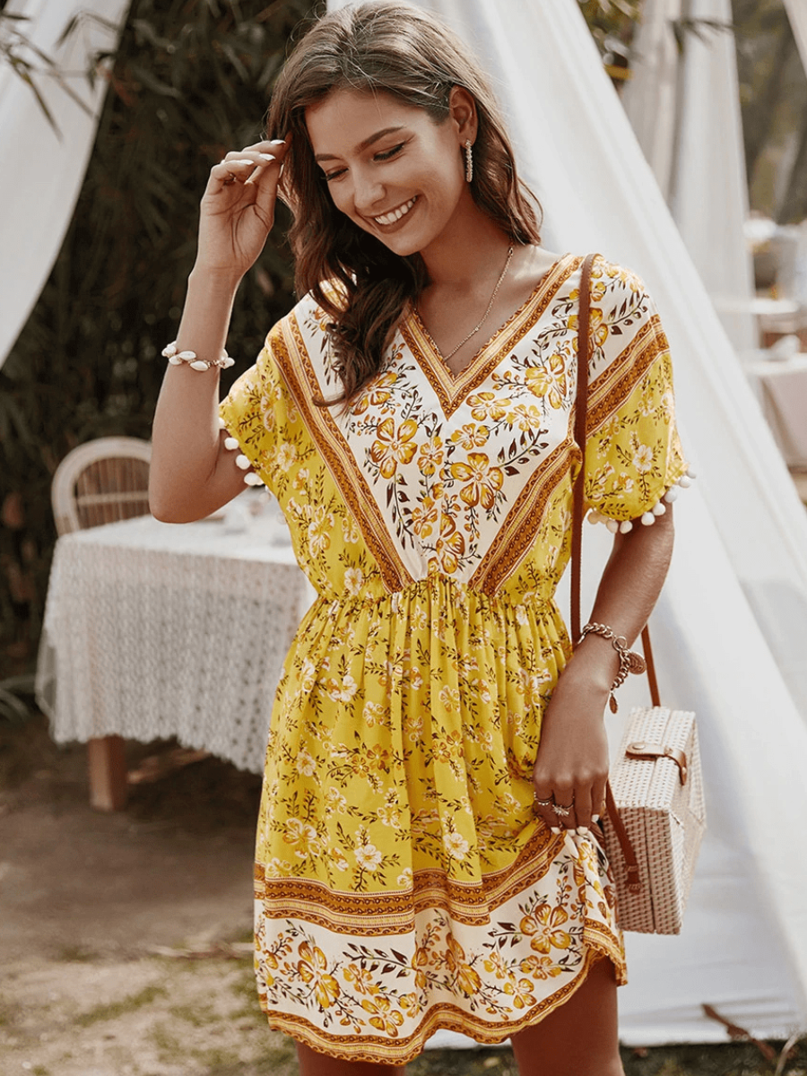 Gypsy Mini Dress in Yellow