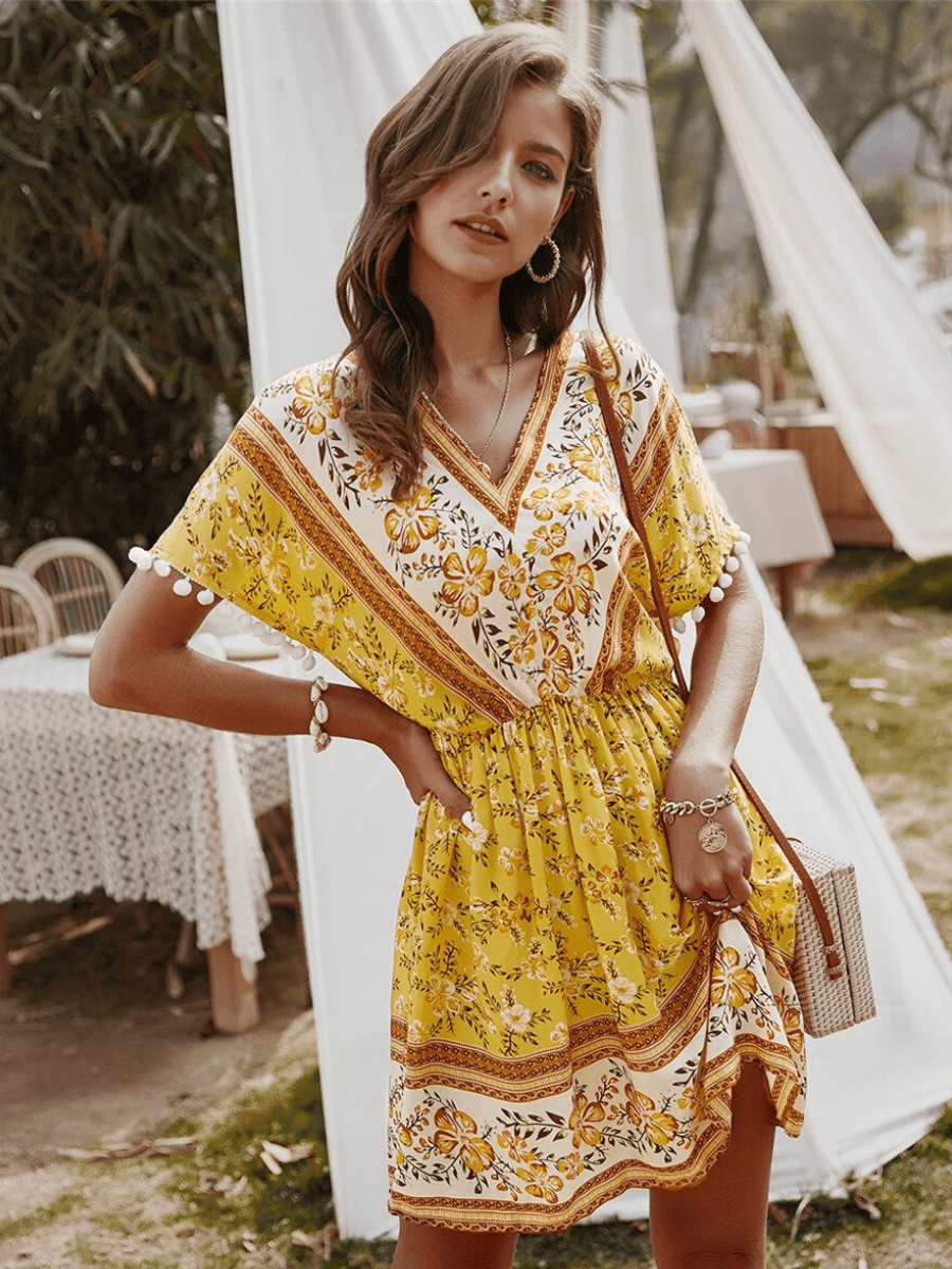 Gypsy Mini Dress in Yellow
