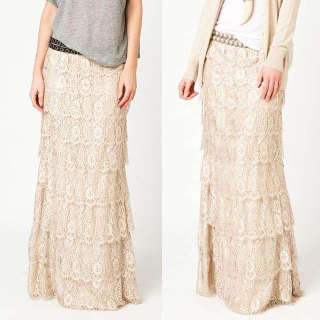 Gypsy long skirt in Champagne