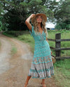 Turquoise Boho Maxi Dress