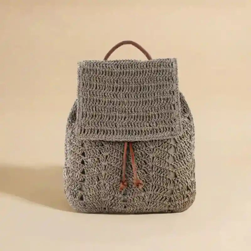 Handwoven Straw Backpack