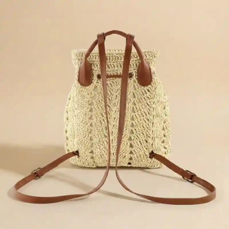 Handwoven Straw Backpack