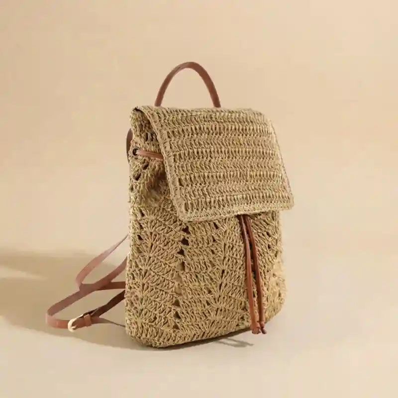 Handwoven Straw Backpack
