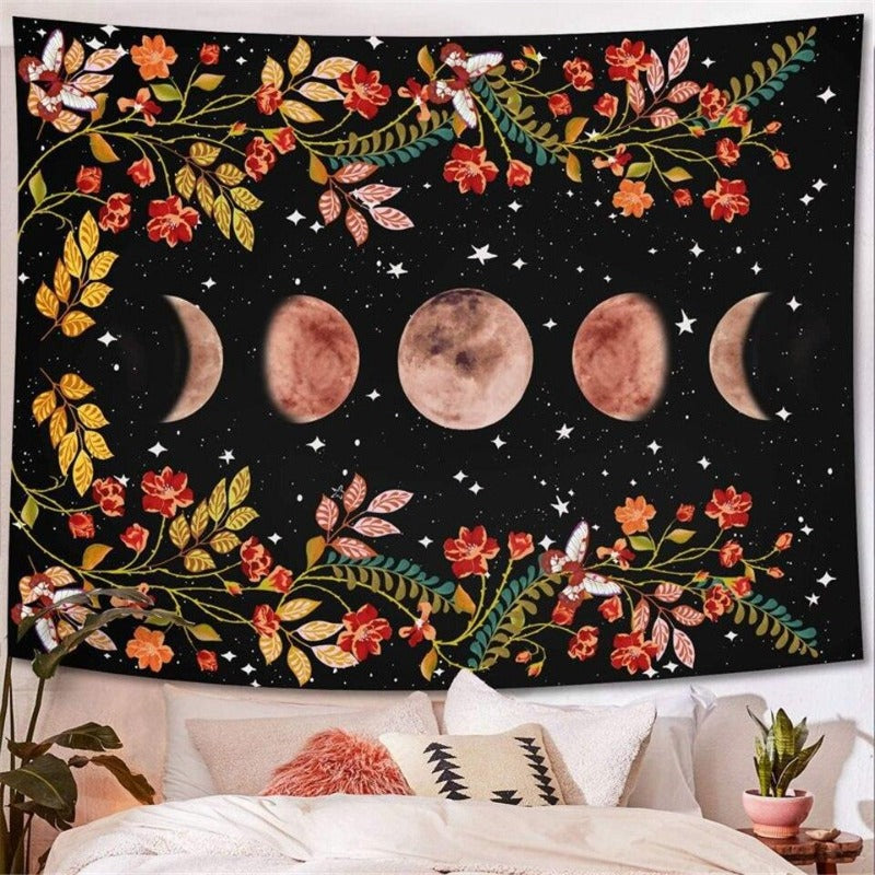 Black Hippie Boho Tapestry